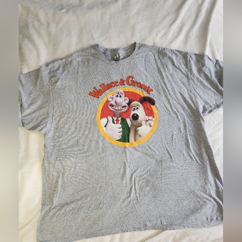 Wallace and Gromit Gildan Heavy Cotton 3XL T-shirt Plus Big & Tall Grey Tee
